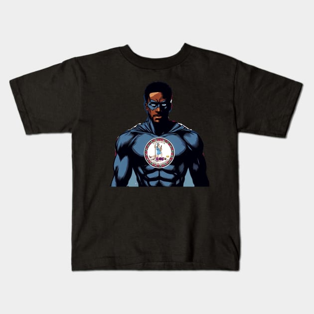 Richmond Virginia 1990s Black Comic Book Superhero RVA Kids T-Shirt by Woodpile